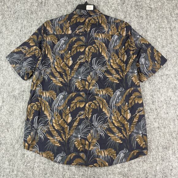 H&M Shirt Mens Extra Large Black Hawaiian Resort Button-Front Short-Sleeve - Picture 2 of 9